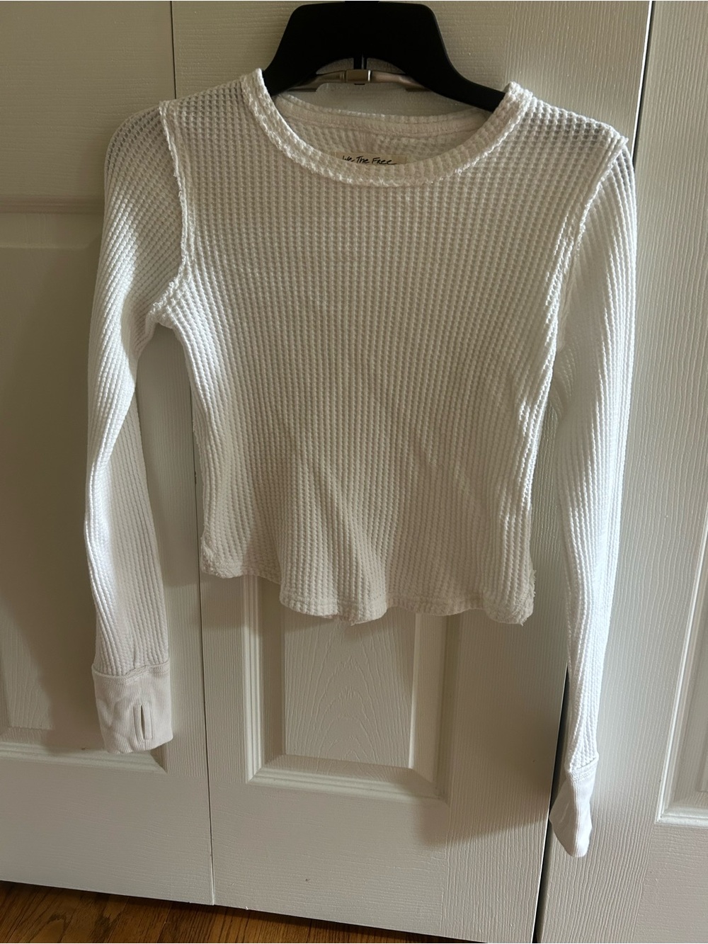We The Free White Waffle-Knit Long Sleeve Tee